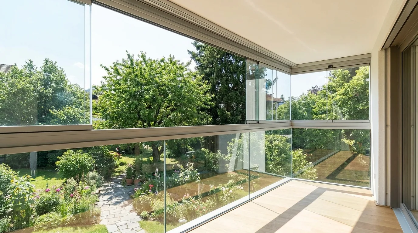 Zabudowa balkonu z balustradą całoszklaną zamiast stalowej barierki